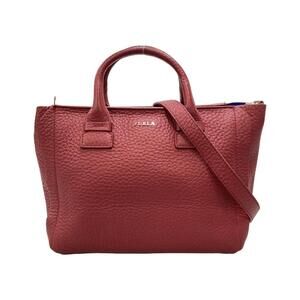 Furla Capriccio Leather Shoulder Bag Crossbody Red